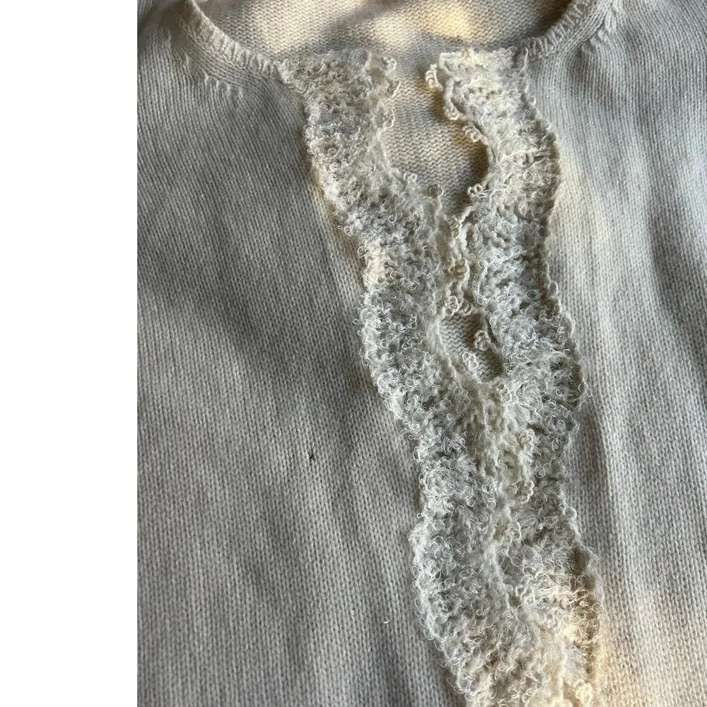 2006 Chanel Knit Cashmere Lace Cream Cardigan